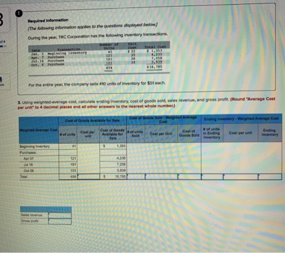 Required Information [The following information applies to the questions displayed below.) During the year, TRC Corporation h