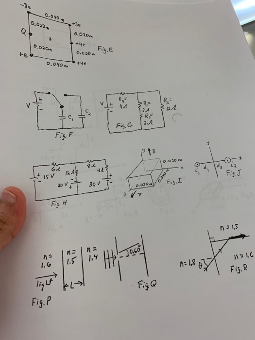 0.040 0.020 Qb +3e 0.020m +4e 0,020m Fig.E 0.0a0m te 0.040m R4F 4A R= Fig. G Fig. F 0.020 m L2 61 Fig J I5V 20 V Fig. I 30 V