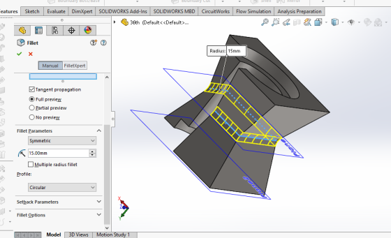 eatures Sketch CircuitWorks Flow Simulation Analysis Preparation Evaluate DimXpert SOLIDWORKS Add-Ins SOLIDWORKS MBD 36th (De