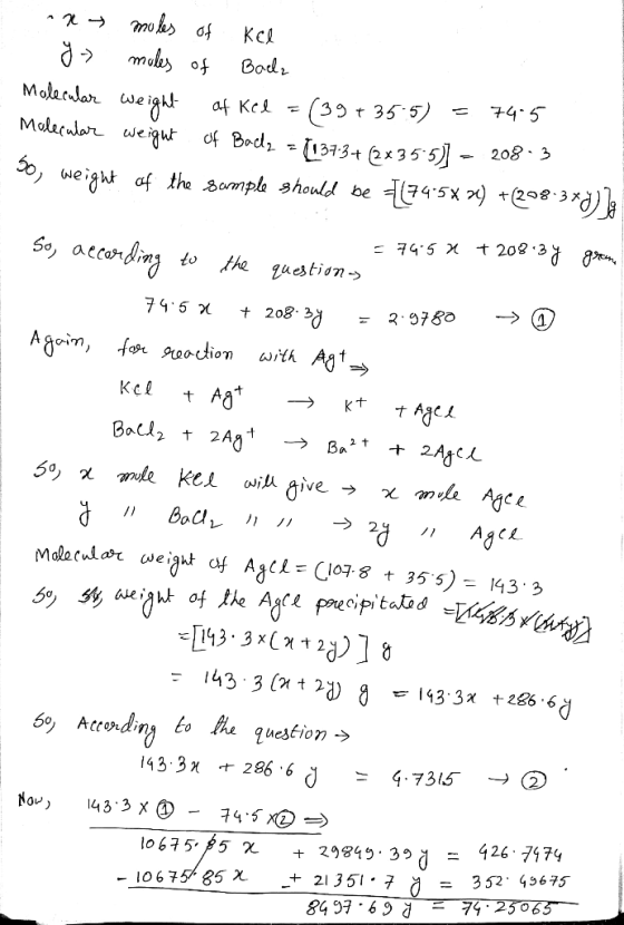 Kel moloof Bodr Molacalar we 子4-5 (39r 35 5) af Kc Moleculor weiqu of Bad, -313-+ 2x35 5) - 208 3 45 d) weight af the sompla