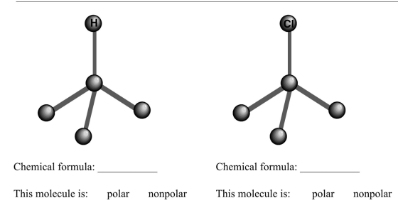 H) Chemical formula: Chemical formula: This molecule is: polar nonpolar This molecule is: polar nonpolar