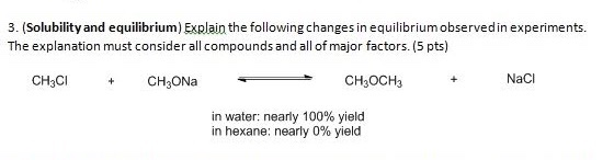 3. (Solubility and equilibrium) Explain the following changes in equilibrium observedin experiments. The explanation must con