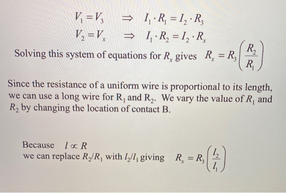 V = V2 = 1;• R = I2 : R V2 =V = 1, · R2 = 12 : R Solving this system of equations for Ry gives R = R, X R2 R Since the resist