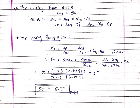 For fulling from A to B. Om ALB - oi Om = Wni OA .:VB = LAB- Os = lnb Whion + for rising from B toc of a UB . LAB ABC oman Wh