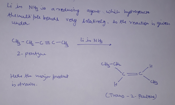 Li in Niz is a reducing the multiple bonds very under agent which hydrogenate selectively. So the reaction is given لا یہ مسز
