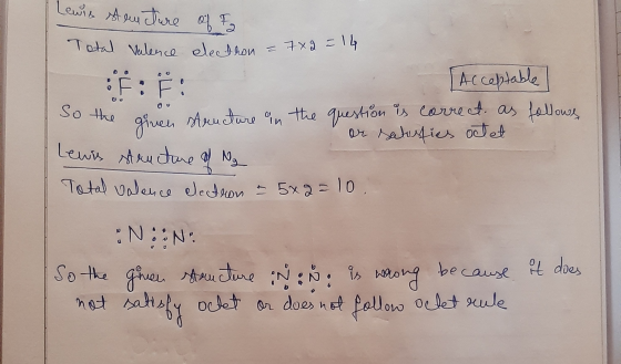 Leurs structure of Fa Total Valence electron = 7x2 = 14 [Acceptable So the given structure in the question is correct. as fol