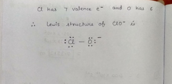 ce has 7 valence e- and o has 6 Lewis structure of clo- és së - 8