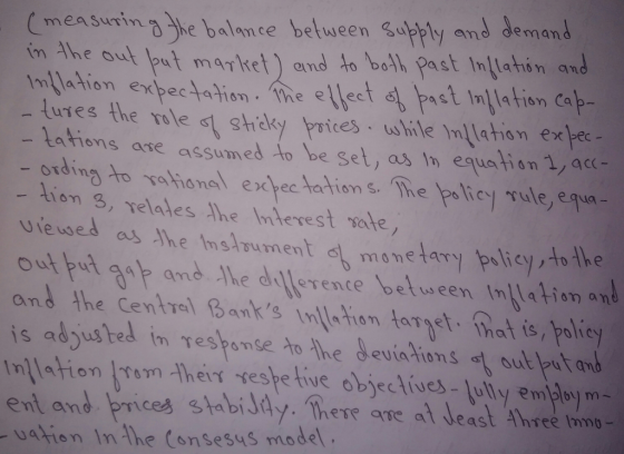 (measunin he balmce between Sulpply and demand in Ahe out bumrket and to bolh Past Inlahión and measurin - tafions ase assume