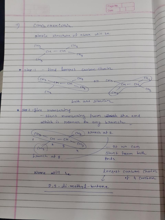 Page No Date 9 (CH3)₂ CH CH Cetola sionple structure of above will be (43 CHg CH tha step-| find longest Curson-chain си, TH