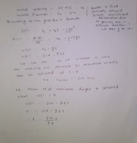 initial velo utyニ214 m)S-Vo / bullet la fired inltial Position 스 So O tir veti cally uproard So both) velo cit and according