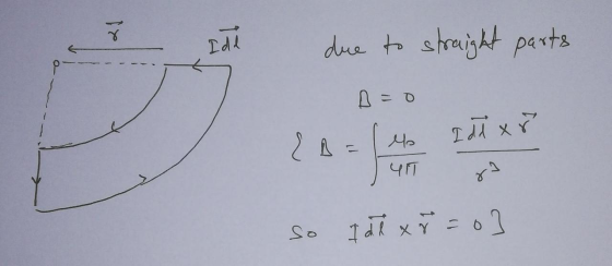 due to straight parts D = 0 so I dł x 8 =0]
