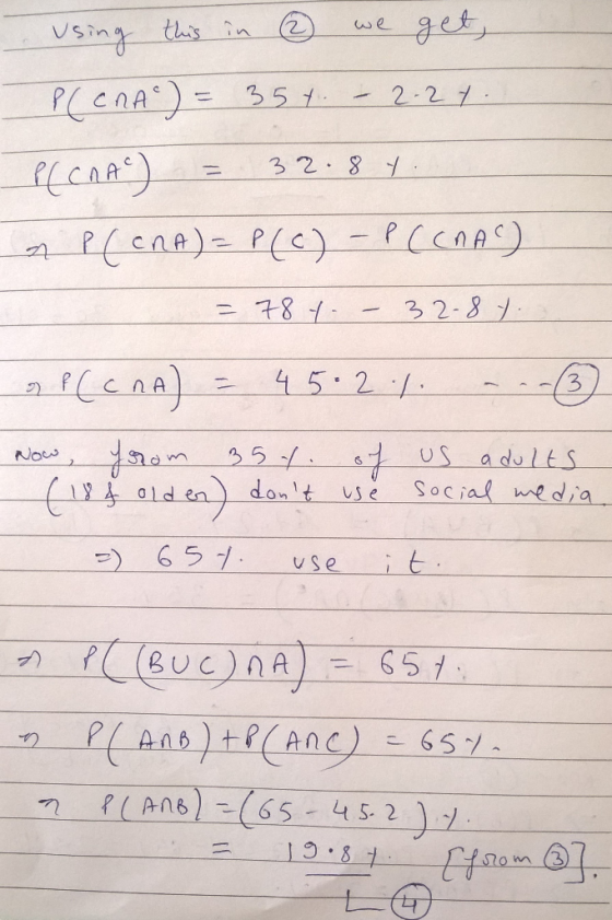 using this in ® we get, PCCNA) = 35 t. - 2.2t. P(COAC) = 32.84. on P (CNA) = P(c) - P(COAC) = 784.- 32-8 y. op CCNA) - 45.2.