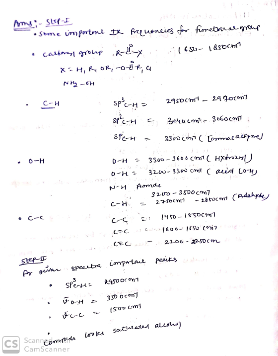 Arms - Step I some important IR frequencies for firmetar al group carbone group iR-dy. 1650 - 1850cm X= H, R, OR, -08r, a t N