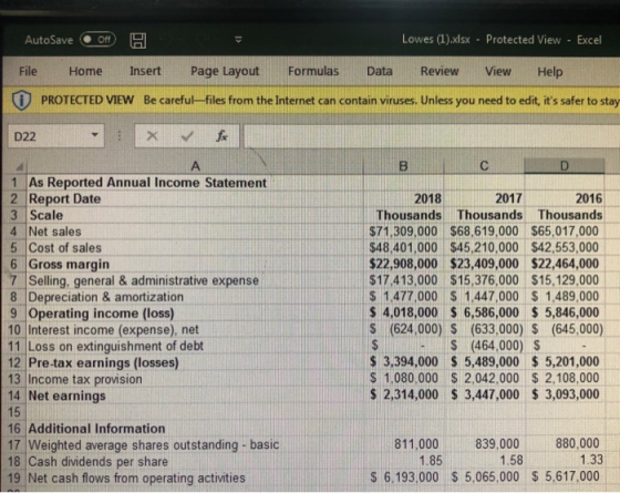 AutoSave Off H Lowes (1).xlsx - Protected View - Excel File Home Insert Page Layout Formulas Data Review View Help PROTECTED