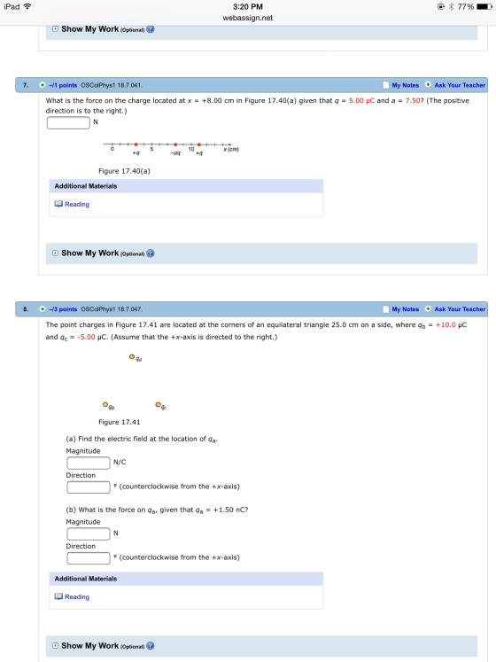 What is the force on the charge located at x = +8.