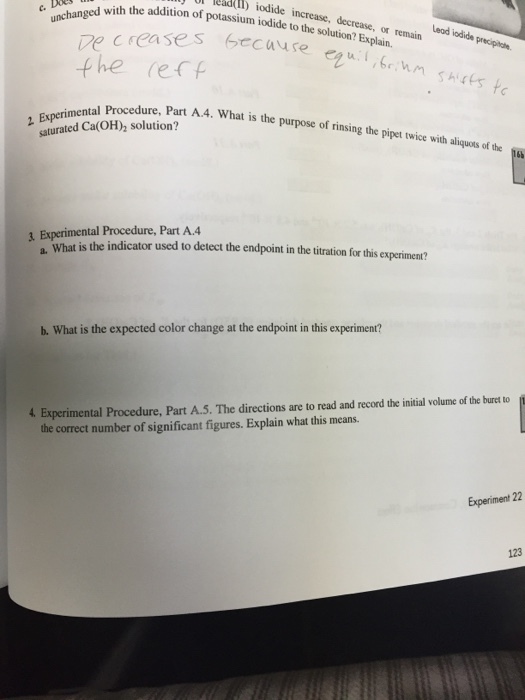 Experimental Procedure, Part A. 4. What is the pur