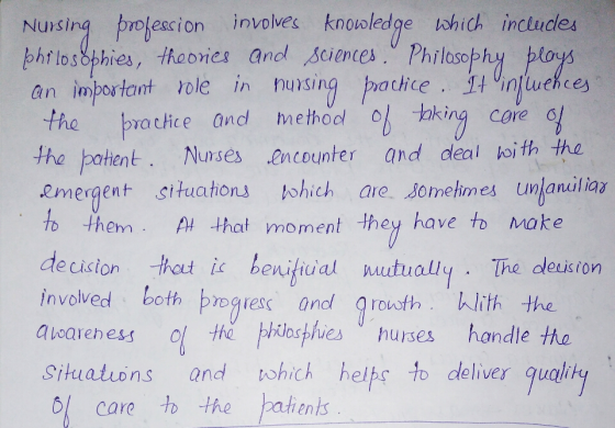 Nunsing proJeacion invoveldg hh inctudes ht los Sphies, thoories andl SciencesPhilosophy ploys an important role in runsing p