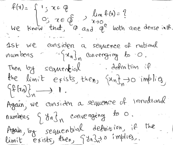 f(1) f!; XE CC limewaq. 0; ze slim f(x) = ? . We know that, o and ge both ane dense in IR. 1st. we considen a sequence of nat