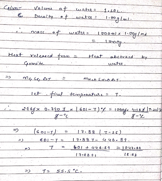 Volume of Ceivn- 1o101. wates= Deasityof wates= li00glml. of mass. wates= lo0omlx 1./m Heat released from Heat aub.cbrbed व G