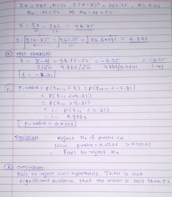 d=0.01 1 { x = 585 Hoi u=52 Elx-x2 = 262.25 V Ha : 452 x = {x - 582 48.75 s={1x-xgr - 262.25 = -8? = 262,25 23.84091 4.883 3,