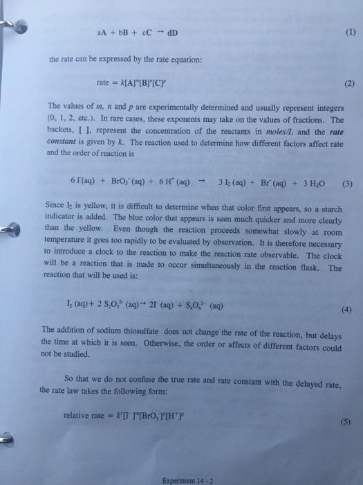 Based on this lab experiment, what are all the equ
