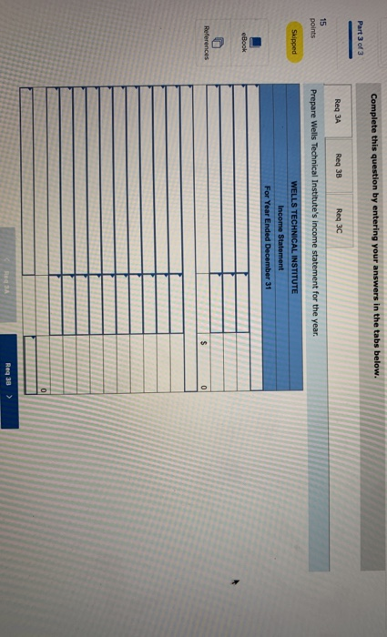 Complete this question by entering your answers in the tabs below. Part 3 of 3 Reg 3A Req 3B Reg 30 15 points Prepare Wells T