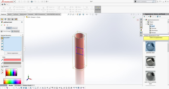 35 SOLIDWORKS 5M * > Search Commands 8 Instant3D Swept Boss/Base Swept Cut Rib to Wrap Extruded Revolved Lofted Boss/Base Ext
