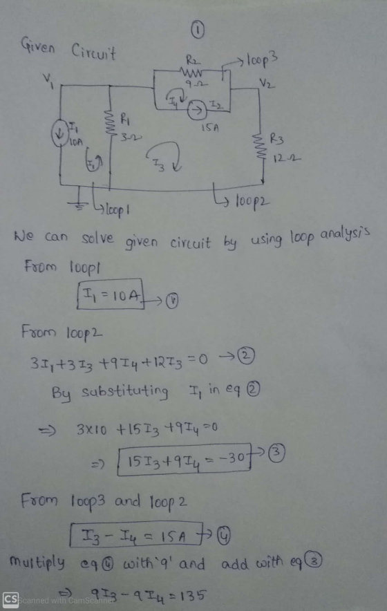 Given Circuit loop3 un ISA W & 122 & 4 loop! y loop2 We can solve given circuit by using loop From loop! I = 10A From loop2 3