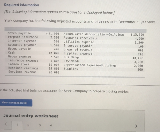 Required information [The following information applies to the questions displayed below.) Stark company has the following ad