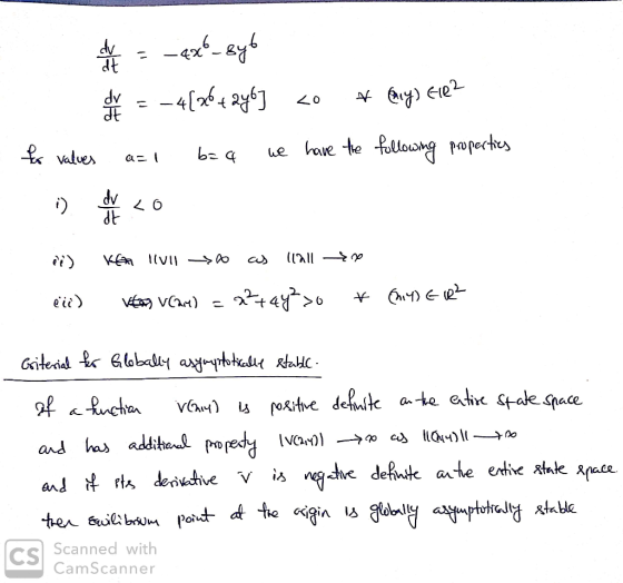 dv %3D -4[26 4 2y6] we have the fellowng properties k valves i) (1all 24১০ VE VCAM) = eic) Giterial er Globally asymptotical