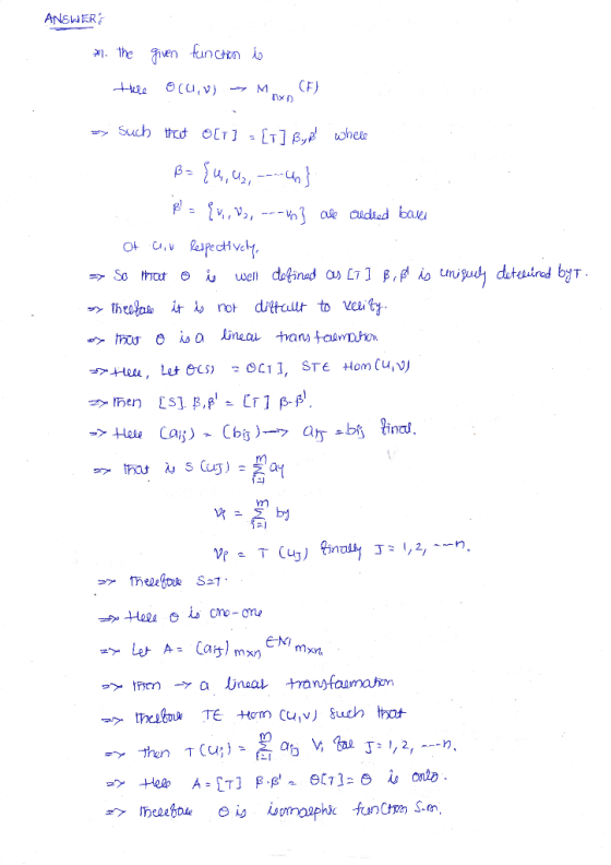 ANSWER *1. the given function il thele o(u, v) - Mpx (F) sy such text [] - [t] Boyd Whele 0 - 4 ,us, ---} B = {1, 2, --in} al