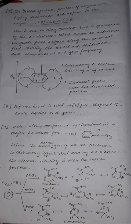 2 In HNMR spectra, protons of benzene are in and appear the highly deshielded region. [B] 86.0 to 87.5. This is due to ring c