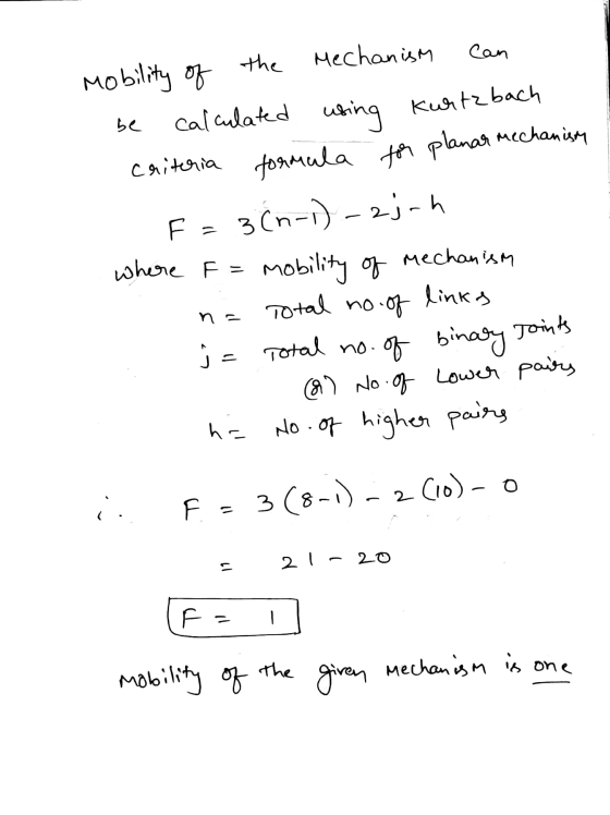 Can the Mobility of Mechanism calculated using Kurtzbach criteria formula for planar mechanism F = 3(n-1) -2;-h mobility of T