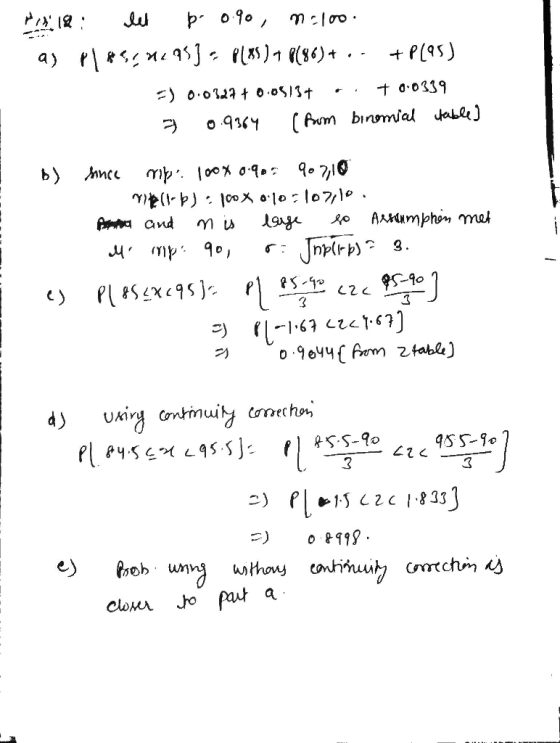 ليف 13.12: þ0.90, maloo as M185542953 - PLYS) + (86)+ .. + P195) =) 0.0327 + 0.05137 7 0.0339 0.9364 (from binomial table] b)