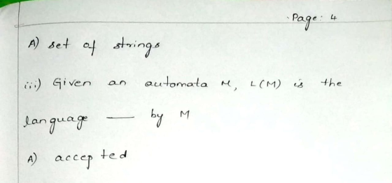 Page age L 7 A) Set :) Given an automata H, L(M) the tII by M an auua A) accep ted