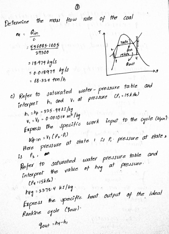 Determine the mass flow rate of the coal 7MPA -556085.1605 Din 29300 1 Rout -18.979 kg/s = 0.018979 kg / = 68.324 ton In c) R
