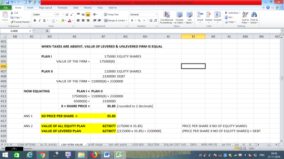 - 2x KOS PV, FV, ANNUITY (Autosaved) - Microsoft Excel (Product Activation Failed) File Home Insert Page Layout Formulas Data