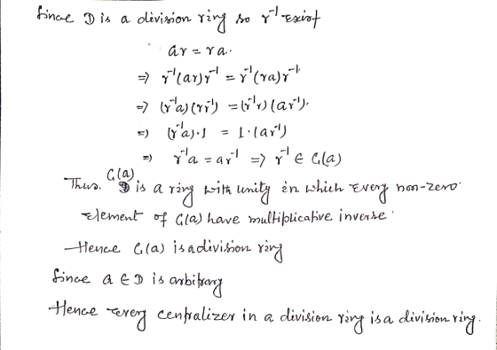 -l -l Cla) Mementf Gla) have mulliplicahve inverke -Henee ere cen ,alizer in a division ώ isa division Yi vin