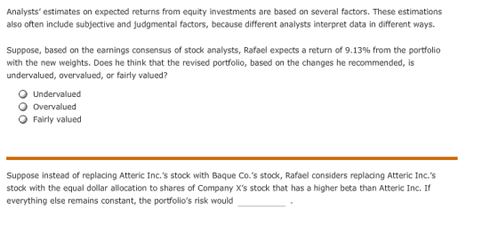 Analysts estimates on expected returns from equity investments are based on several factors. These estimations also often in