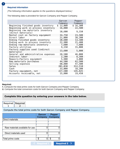 Required information The following information applies to the questions displayed below) The following data is provided for G