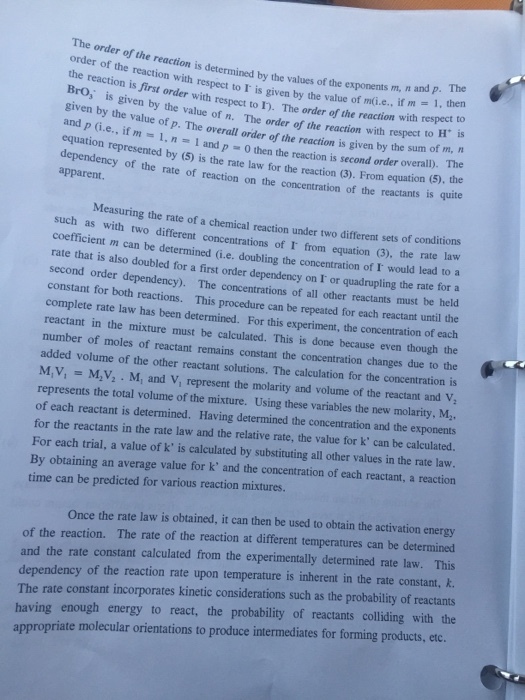 Based on this lab experiment, what are all the equ