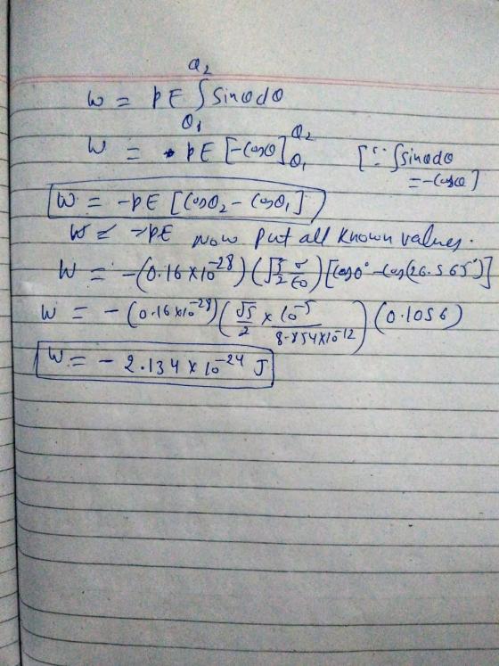 wa PE Sinodo W = + PE Econolo Crossinado =-(sce W. - -PE [COD0₂ - (0] We - PE now put all known values. ws--10-16 88048) ( )