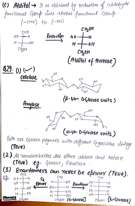 (6) Alditol → 31 is obtained by reduction of aldehyde femctional Group into alcohol fumettoval 980 up : (-CHD) 40 (-01) C CHO