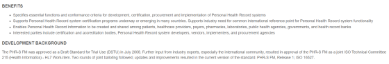 BENEFITS . Specifies essential functions and conformance criteria for development, certification, procurement and implementat