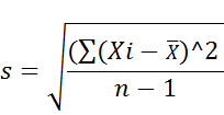 S= (E(Xi – X)^2 n - 1