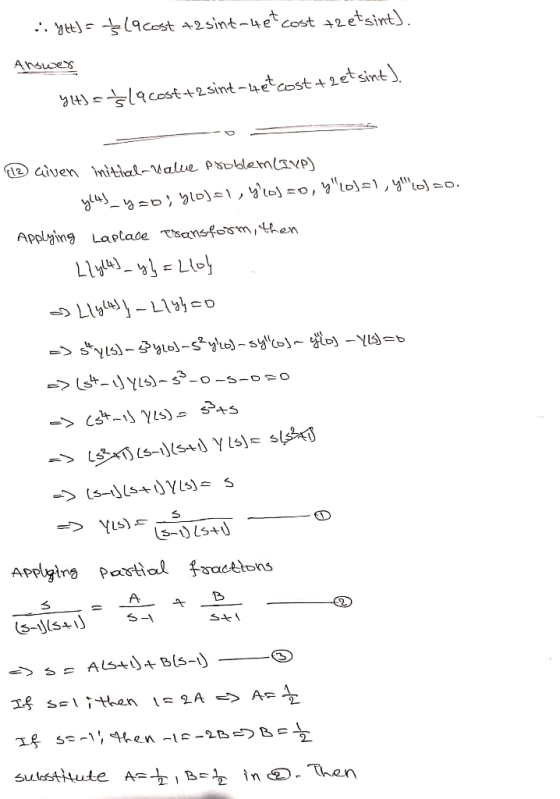 .:: ytt) = ŚLacost 72 sint-4et cost +2 etsint). Answer 414} = Ś la cost+2 sint-4etcost +Retsint). (12 civen initial-value pr