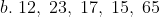 b. \;12, \;23, \;17, \;15, \;65\;