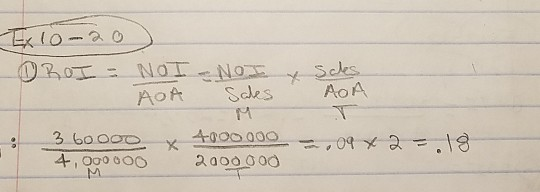 Ex 10-20 ROI = NOI - NOT & Saks AOA Sales AOA 3 60000 4,000000 4000 400 -3,092-.18 2000000