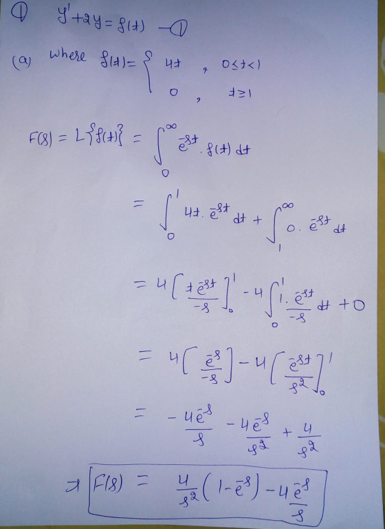ㅇ ytay = 810 where f(t)= (0) 니냐 씨 9 지 9 F(8) = L{f(t)} 1) f(t) dt || . dt + dd See 그니 est 3 dto = ués -hes d &T IF(S) = 니