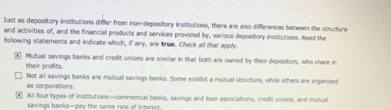 Just as depository institutions differ from non-depository institutions, there are also differences between the structure and
